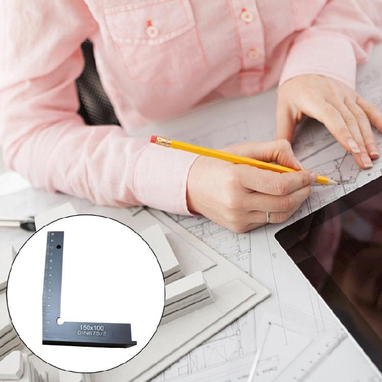 Right Angles Ruler Positioning Block Layout Tool Aluminium Square with Seat Precision Woodworking Ruler Measuring Tool