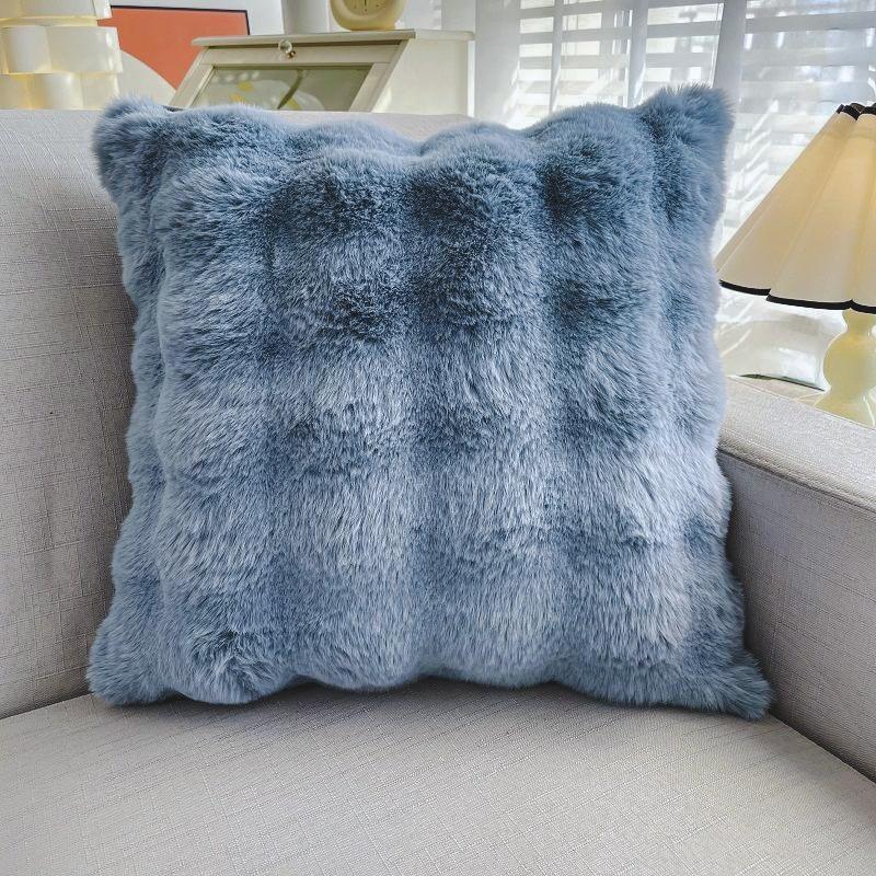 Faux Rabbit Fur Bubble Plush Cushion Cover Soft Fluffy Skin Friendly Decorative Square Rectangular Pillow Case for Sofa Couch Bedroom Home Decor