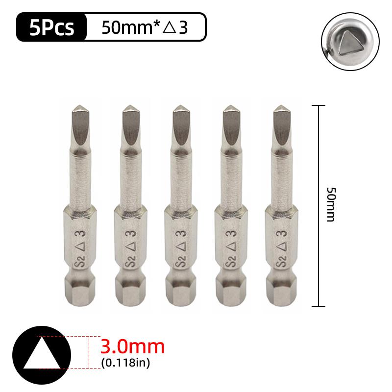 Triangle Head Screwdriver Bit Set Magnetic 1/4" Hex S2 Steel Security Triangular Screw Driver Bits Ratchet Wrench Hand Tools