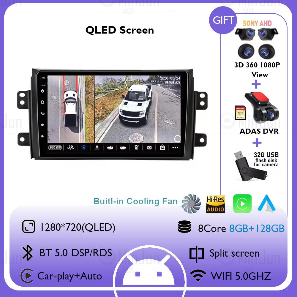 Android 14 for Suzuki SX4 2006-2013 Car radio For Fiat Sedici multimedia player Autoradio GPS navigation Carplay SWC HeadUnit
