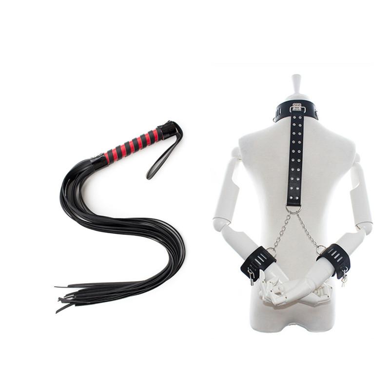 Flirt Sex Products BDSM Bondage Sexy Collar Erotic Whip Handcuffs Wrist Tied Hand Sex Toys Set for Couples Gay leather