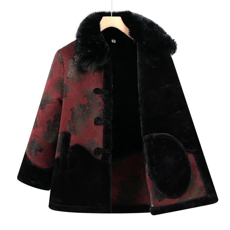 Elderly Women's Fleece-Lined Winter Cotton Jacket