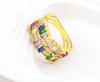 Nidin Neue Mode Regenbogen Geometrisch Exquisit Kristall AAA Zirkon Ring Damen Temperament Erklärung Hochzeitsfeier Charme Schmuck