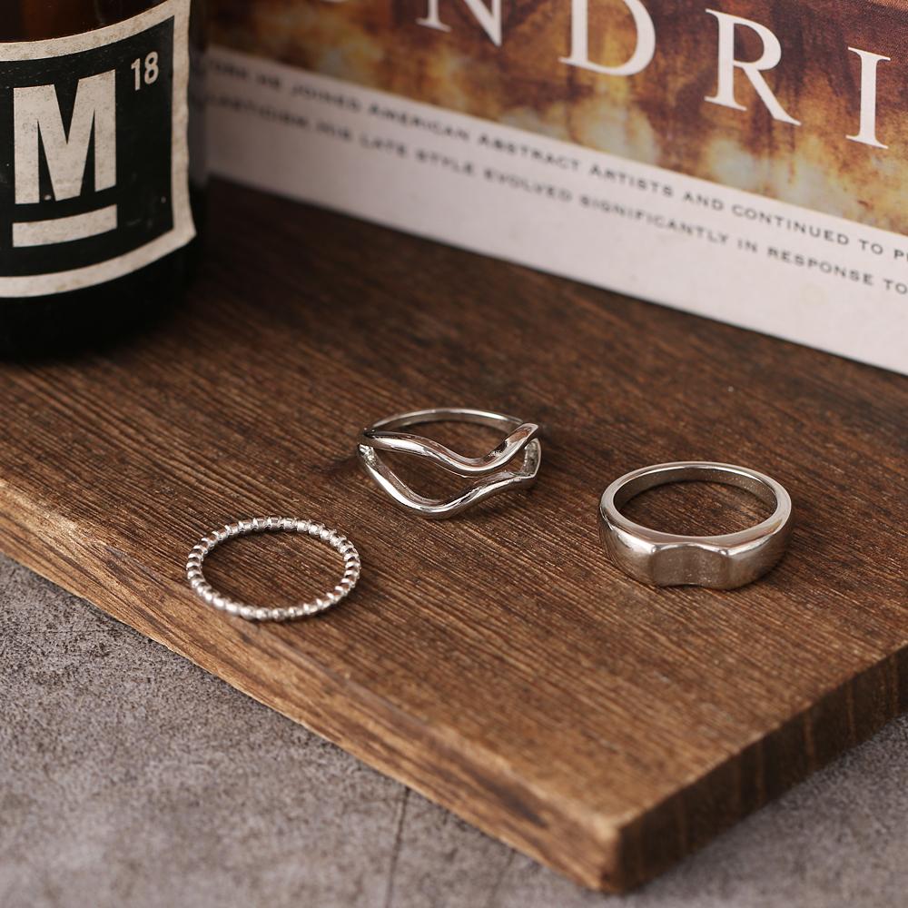 2024 Eye Mask Bead Ring Three-piece Cold Wind Personality Ring Punk Style Ring Fashion Neutral Trend