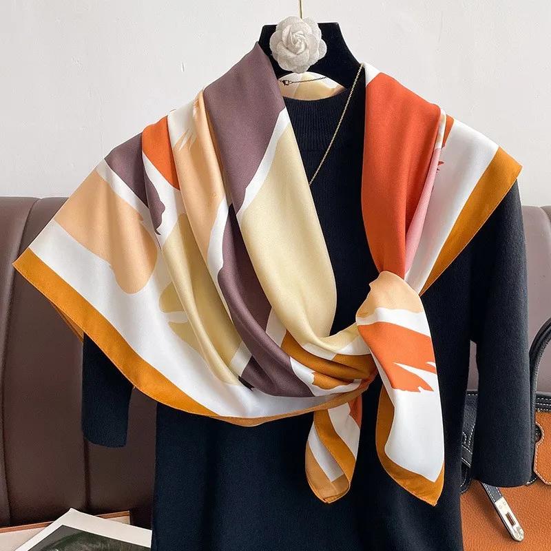 

New Polka Dot Paisley Print Square Scarf Black White Thin Decorative Neck Scarf Mature Style Sunscreen Headscarf For Women One Size