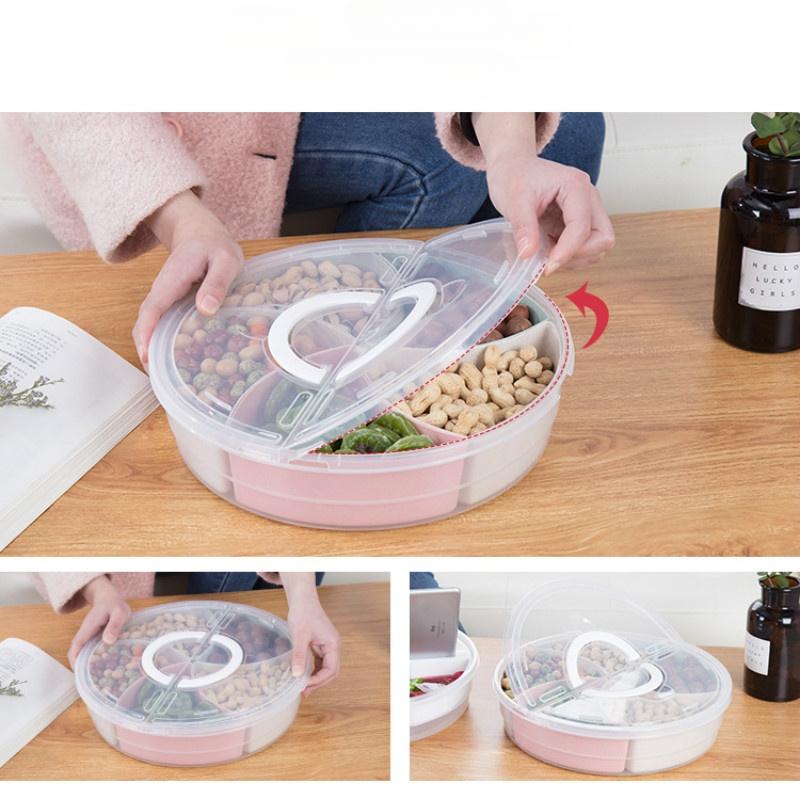 1PCS Multi-functionFood Storage Tray Dried Fruit Snack Plate Appetizer Serving Platter for Party Candy Pastry Nuts Dish
