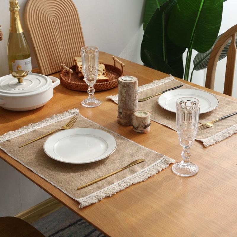 Cotton and Linen Tableware Simple Party Supplies Edgy Home Dining Table Decorations Towels Tassel Cushion Delicacy Take A Photo