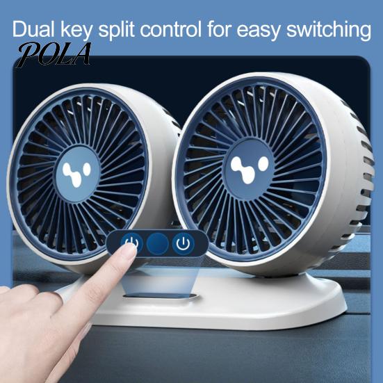 Auto Cooling Fan Car USB Powered Double Heads 360 Degree Rotatable 3 Speeds Adjustable 12V/24V Universal Large Airflow Dashboard Mount Accessories