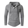 Men's Casual Long Sleeve Hooded Pullover with Drawstring and Buttons for Autumn/Winter