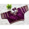 Wein-Stickerei Damen Seidenmischung Bluse Indischer Designer Fertig Ethnische Choli