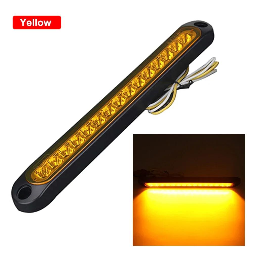 

12 В 24 В автомобильный стоп-сигнал 15 светодиодных автомобильных стоп-сигналов, задний стоп-сигнал, боковой габаритный сигнал поворота, стоп-сигнал, предупреждение для прицепа жёлтый