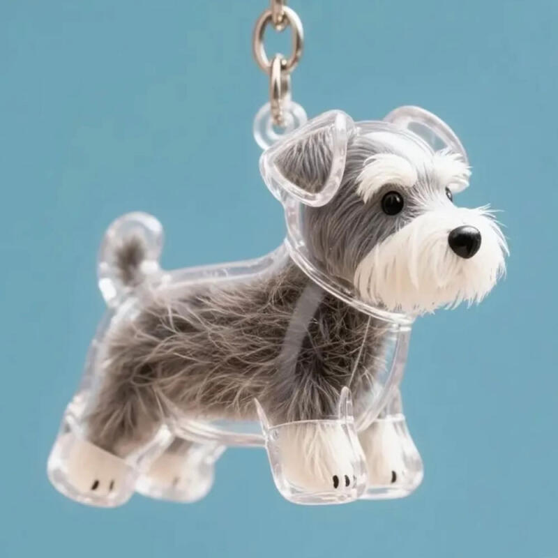 Cute pet puppy transparent fur ball storage keychain fur storage