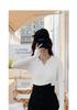 Solid Color V-Neck Long Sleeve Knit Sweater Top for Women, Spring 2025 Slim Fit