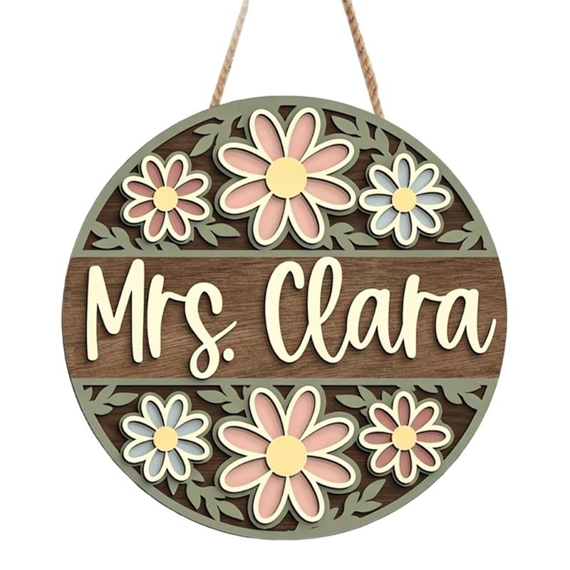 Teacher Door Sign For Classroom Door Decorations Classroom Welcome Sign for Teachers, Wood School Plaque with Rope Cord for First Day Entry Display