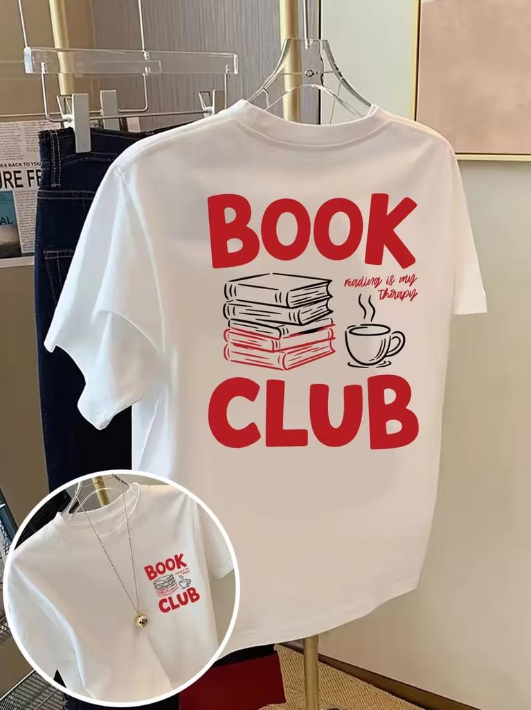 Reading Lover Book Club T-shirt Men Women Loose Casual Short Sleeve Summer Daily Commuting Streetwear Style Fashion Wear