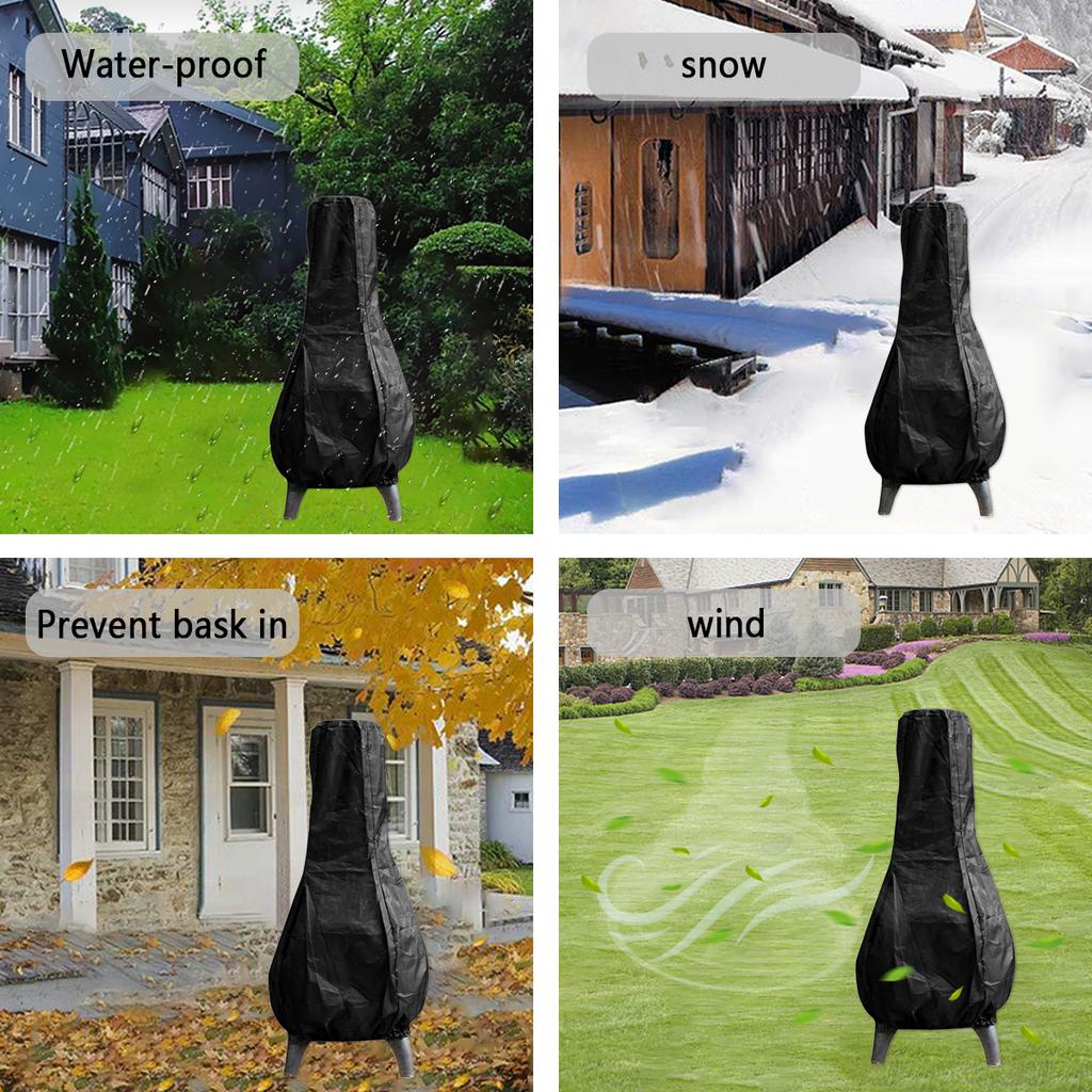 Outdoor Chiminea Cover Heavy Duty Waterproof Protective Sleeve Fireplace Cover Camp Heater Bag Heating Covers Fireplace Cover