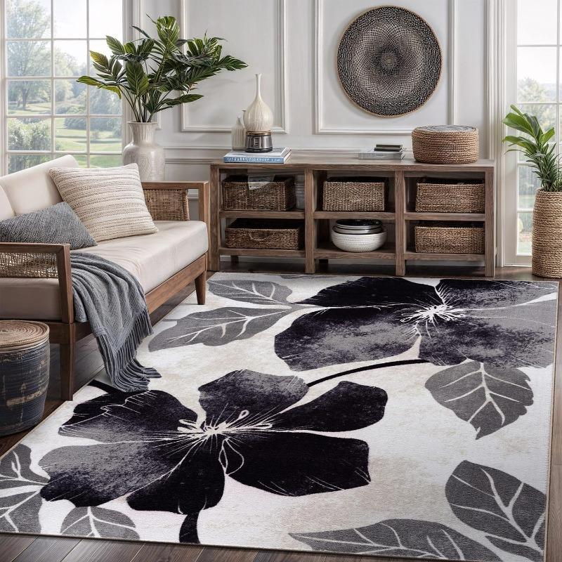 Moderner Wohndekor Teppich Nordischer Blumendruck Fußmatte Weich Wasserabsorbierend Rutschfest Teppich für Wohnzimmer Schlafzimmer Flur