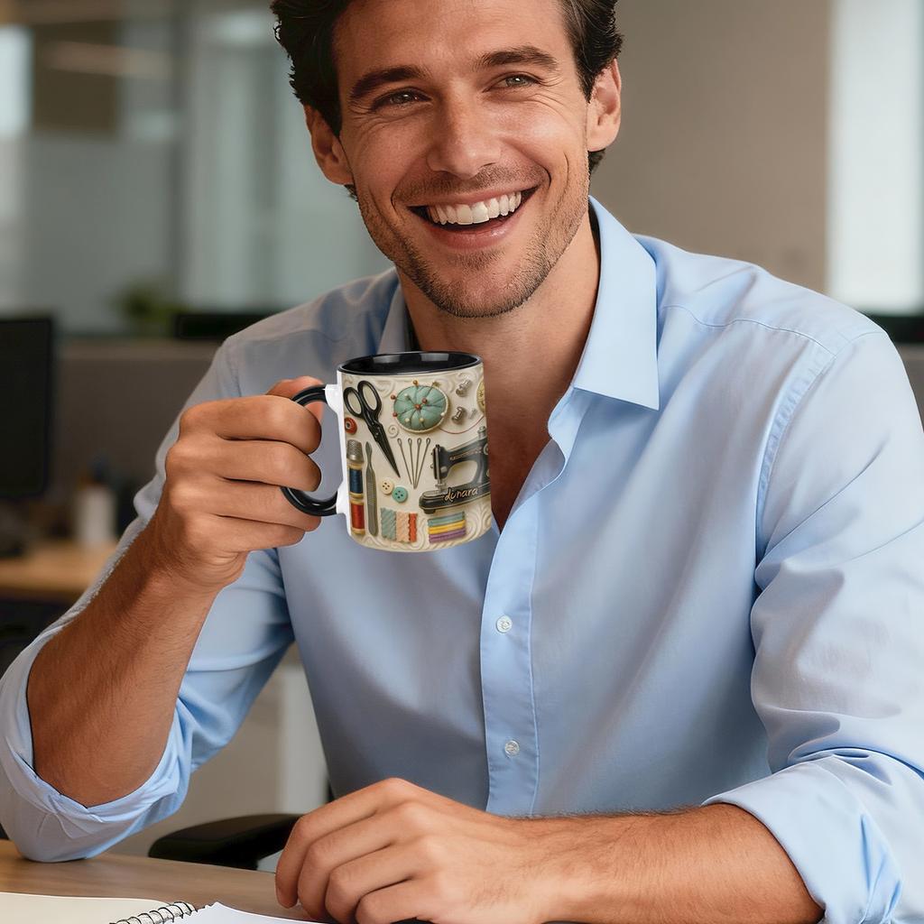 Love Sewing Personalized Sewing Mug, Perfect Gift For Creative Souls With Sewing Theme,Custom Mug,Gift For Crafter