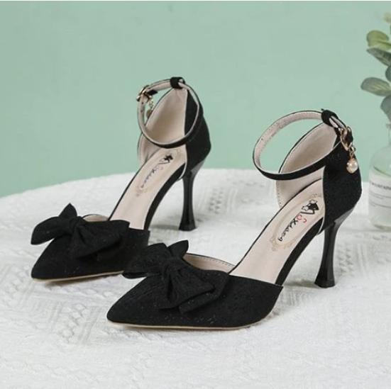 Fashion Women's Pointed Bow Sandals Low Heel Stilettos Lightweight Party Shoes Summer Fashion Sexy 2025 New Style
