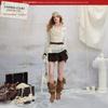 UNIFREE Slim-Fit Cowl Neck Ruffle Tee with Belt