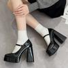 Fashion Women's High Heels 2024 Summer New Style Fashion Buckle Design Elegant Solid Color Patent Leather Mary Jane Shoes Mujer Zapatos