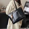 Autumn pu large-capacity bag women's 2025 new trendy fashion retro tote bag versatile shoulder armpit bag