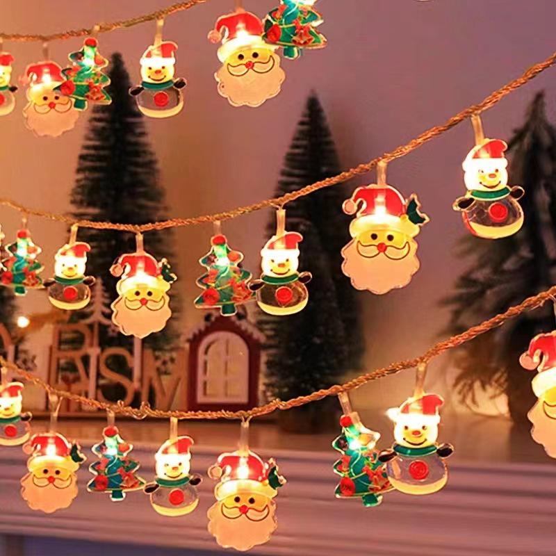 Cross-Border LED Christmas String Lights - Flashing Cartoon Snowman Decorative Holiday Atmosphere