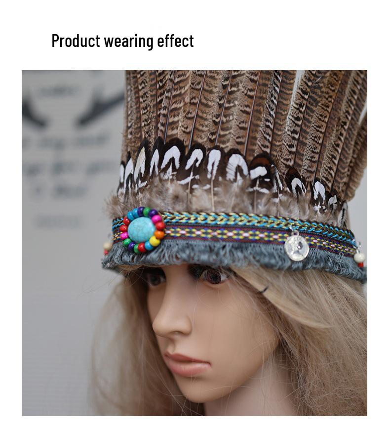 Feather Headwear for African Drum Performances, Tribal Hair Accessories, and Photography Fashion Show Props