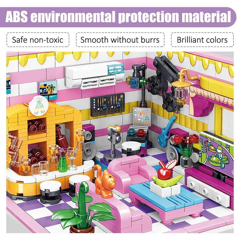 Non-Toxic Mini City Street View Cabin Building Blocks Dream House Decoration Cottage Bricks Friends Toys For Children Decoration Gifts