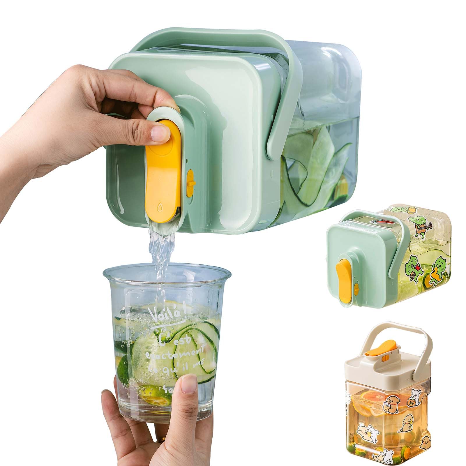 

BDB Barley Tea Pot, Drink Server, Pitcher, Tea Pot, Horizontal Stand, 2.3L Large Capacity, Heat-Resistant, Leak-Proof, Plastic Water Jug with Lid,