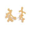 PuRui Creative Unique Irregular Metal Coral Stud Earrings Women Irregular Summer Beach Charm Exquisite Earrings Zircon 2025
