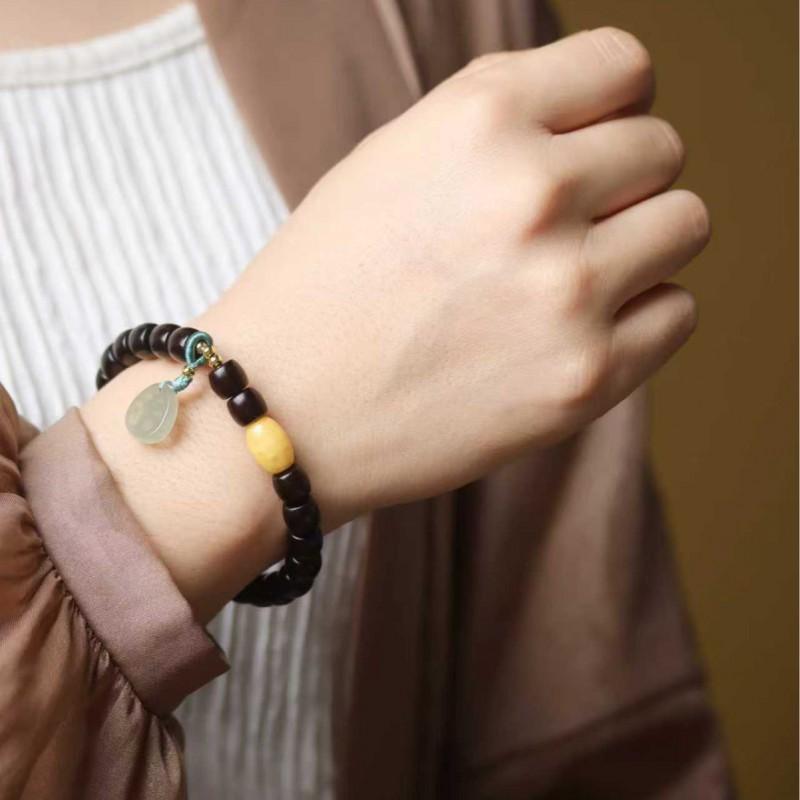 DIY Indian Rosewood 78 Straight Cut Bracelet New Chinese Style Unisex Fashionable Simple