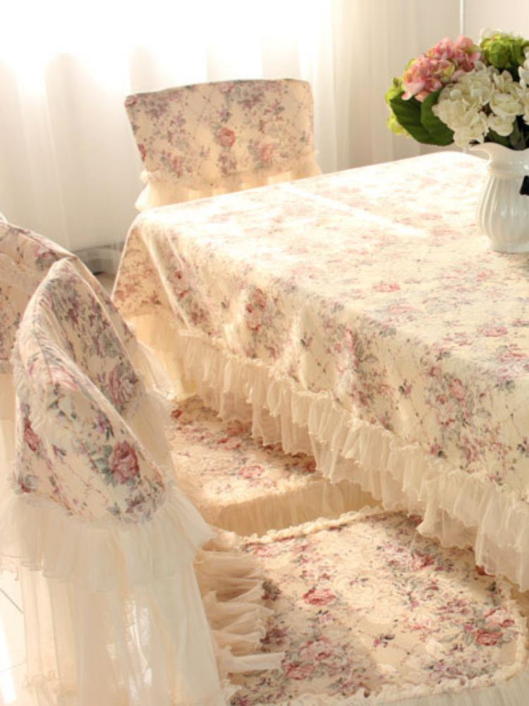 New Lace Dining Table Cloth Chair Cover Backrest Cover Household Dustproof Table Mat Minimalist Anti Slip Chair Cushion Cover