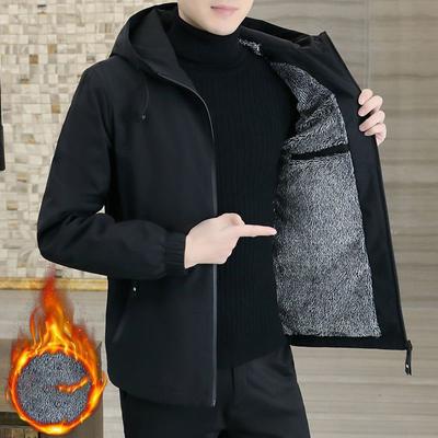 Frühling Herbst Herren Kapuzenjacke Herren Oberbekleidung Thermisch Dick Warm Windjacke Herren Mode Freizeitmantel