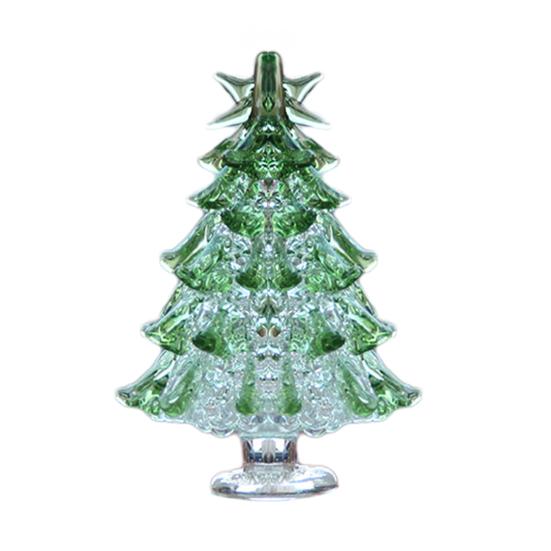 Glass Juletre Mini Bordplate Juletre Figur med Stjerne Topp for Vinterferie Bord Kappe Hylle Hjemmedekorasjon
