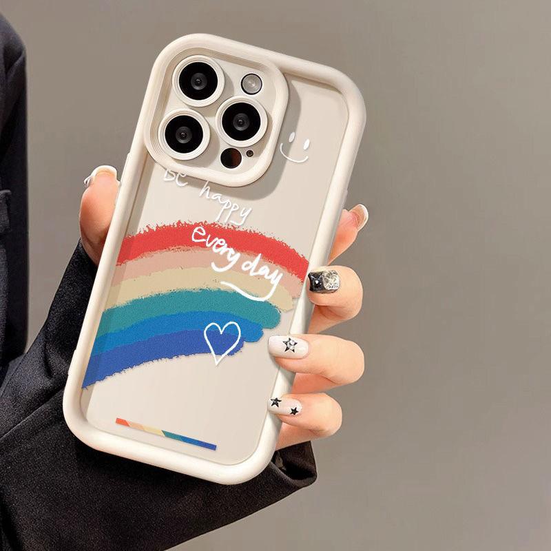White character smiley face rainbow for iPhone17promax mobile phone case 16 Apple 14 matte 16/15 premium 13