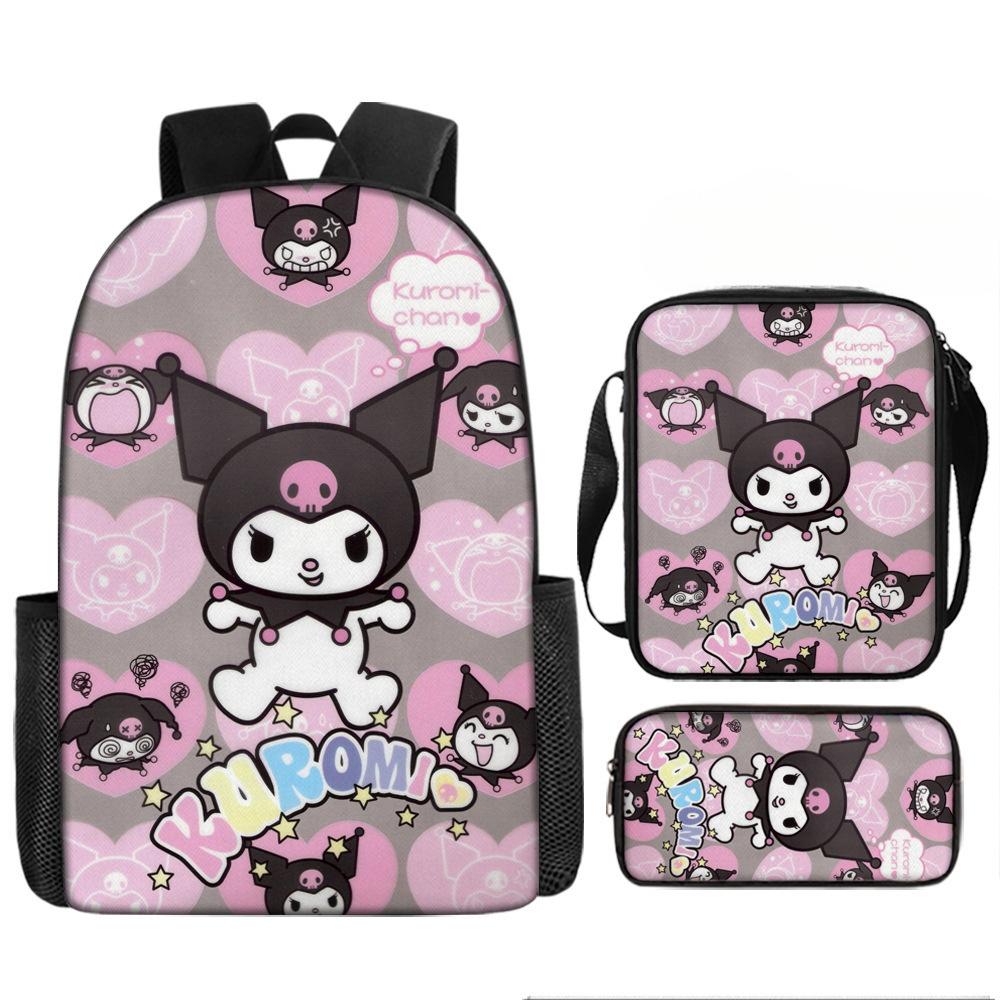 School Bag Student Backpack Cute Girl Lightweight Backpack Large Capacity Three-Piece Backpack