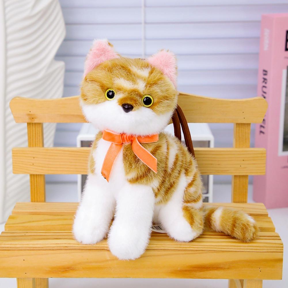 PP Cotton Small Cat Plush Keychain Lifelike Simulated Cat Plush Doll Cat Plush Bag Pendant  Friend