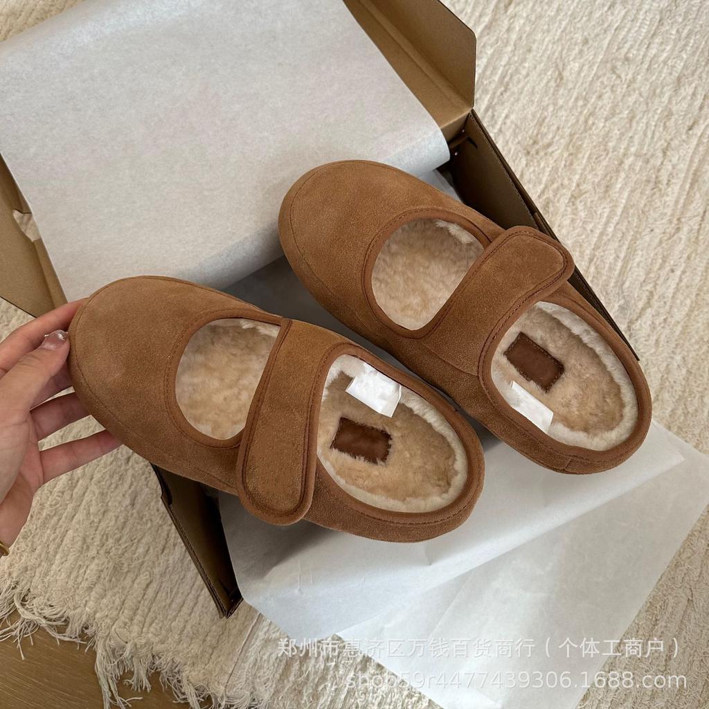 Wool Version~ Ugly Cute Mary Jane Shoes Women's Velcro Mao Mao Shoes 2025 New Winter Velvet and Cotton Shoes Thick Single Shoes