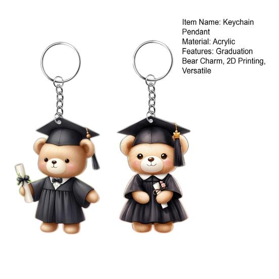 Graduation Bear Keychain Pendant 2D Acrylic Car Key Pendant Commemorative Graduation Keepsake Gift