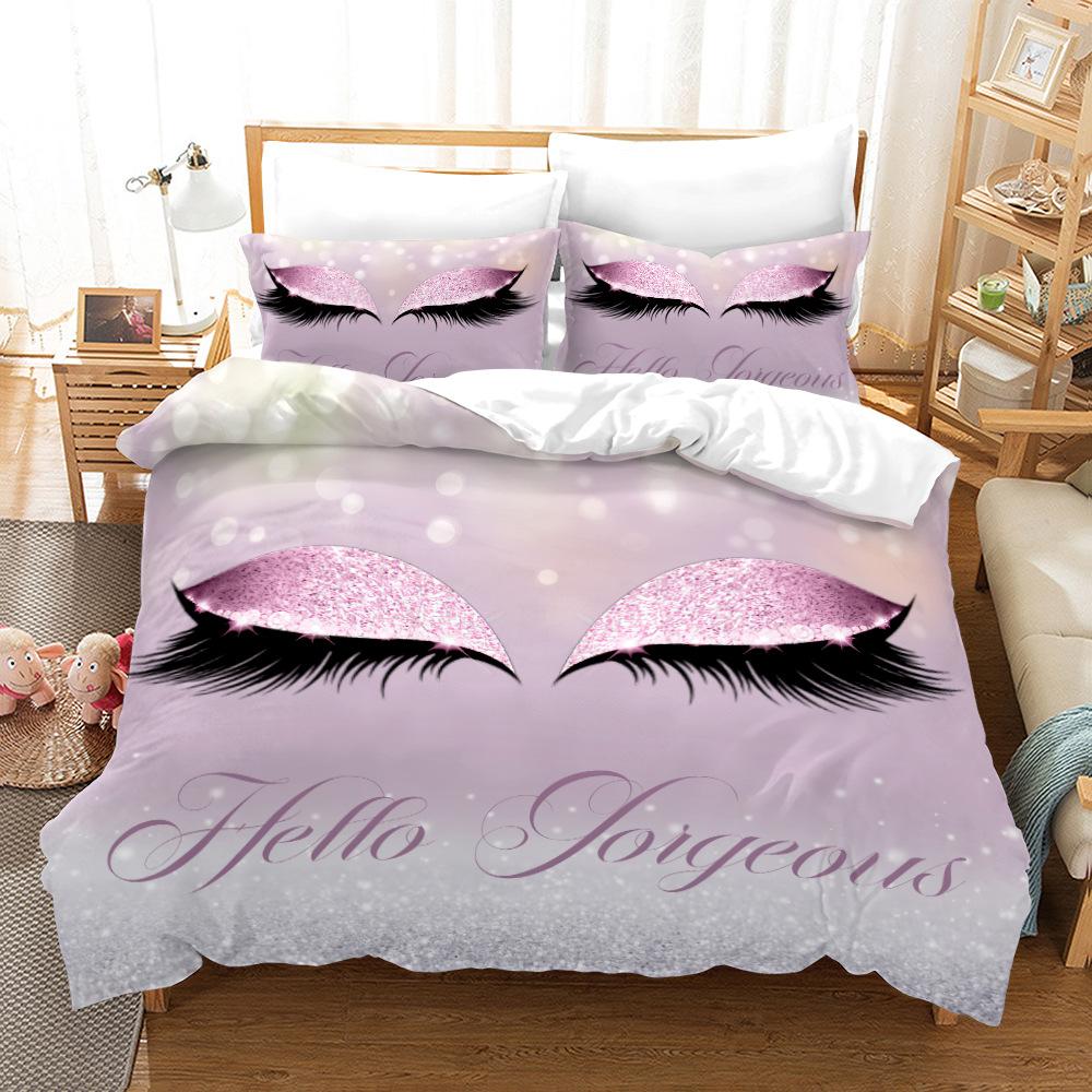 

Beautiful Pink Eyelash 3D Printed Bedding Set Soft Duvet Cover King Queen Twin Single Size Birthday Gift Girl Friend Room Decor EU Single 135x200cm