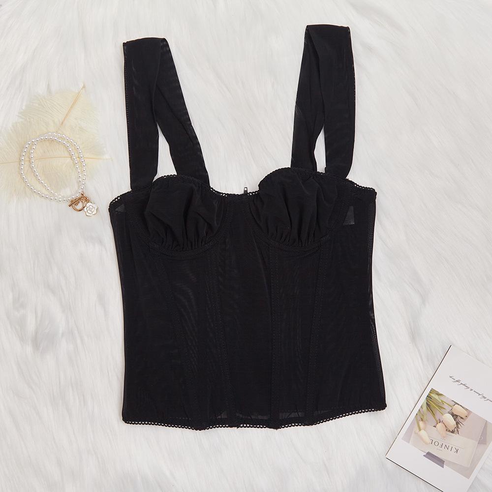 Women's Sexy Fishbone Bustier Camisole - Slimming Waist Zipper Bandeau Top