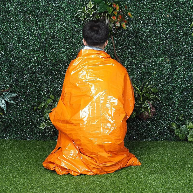 Portable Windproof Thermal Blanket: Emergency Earthquake, Cold Protection, Gold/Silver PET Survival Blanket