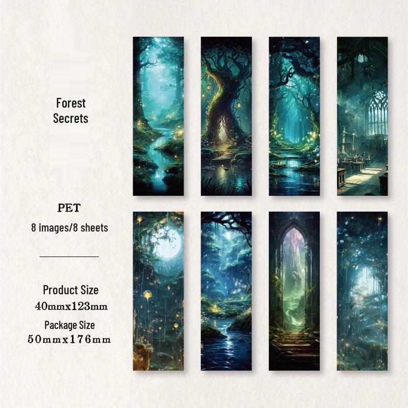 

Закладка ПЭТ Yanji Ретро Пейзаж: Серия «Затерянная страна снов» - 8 листов, 4 стиля для DIY-журналов и украшений