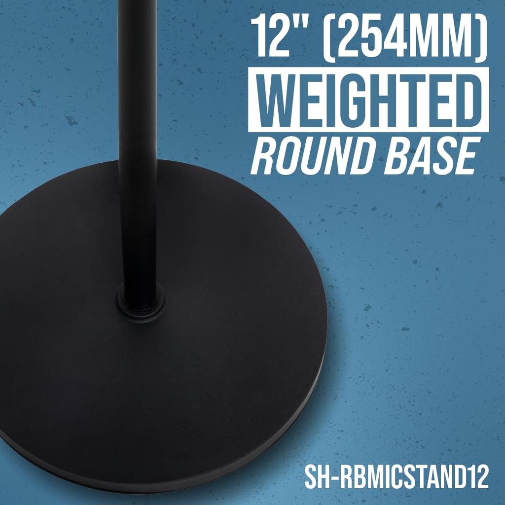 Shure by Gator Microphone Straight with Round Base SH-RBMICSTAND12 Stand, Type, Vibration-Absorbing