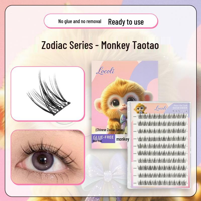 Manga Style Glue-free Self-Adhesive False Eyelashes: Wild Rabbit Clusters, Dense Curl, Large Capacity for a Natural Look