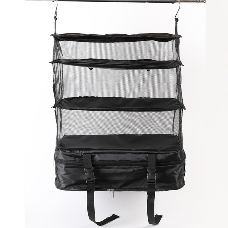 

2026 Upgrate 3-Layer Foldable Hanging Travel Organizer – Multi-Functional Storage Bag for Clothes & Toiletries чёрный