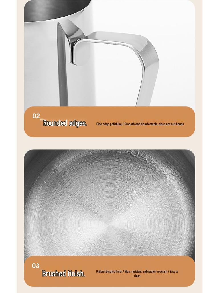 304 Stainless Steel Latte Art Milk Frothing Jug - Embossed Spout for Perfect Foam