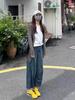 Plus Size Stretch Harem Jeans for Spring & Summer - Women's High Waist, Loose-Fit, Slimming, Wide-Leg Pants
