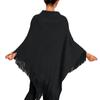 Women's Fashion Autumn/winter Thick Tassel Cape Horn Buckle Solid Color Cape Coat